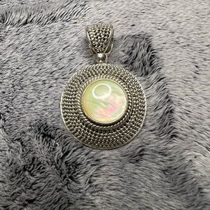 Sterling Silver Suarti Bali Mother of Pearl Pendant Vintage